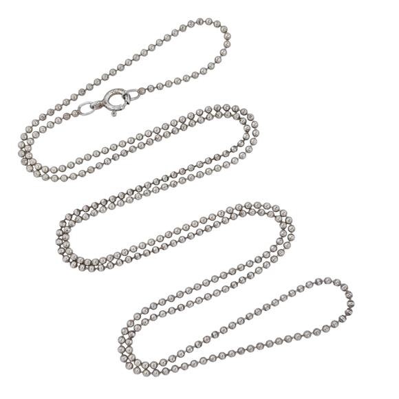 Ball Bead Chain Necklace | Vintage Sterling Silver 925 | 24" - Picture 1 of 3